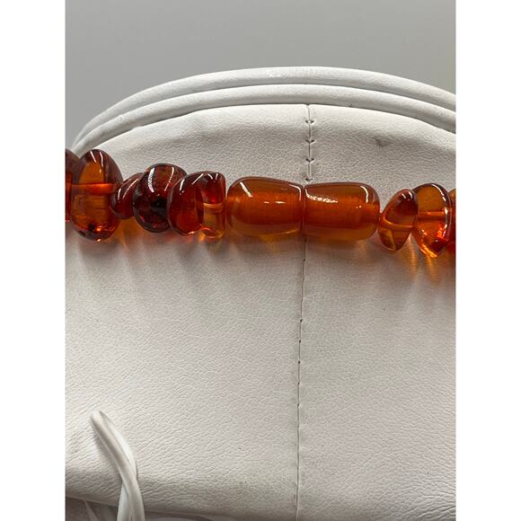 Baltic Amber Vintage Polished Bright Cognac Honey Translucent Nugget Necklace - Picture 7 of 7